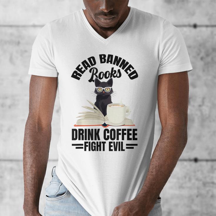 Cat I Read Banned Books Shirt Bookworm Avid Reader For Men Women Kids Men's V-Neck T-Shirt