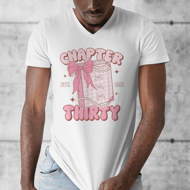Chapter Thirty Est 1995 Cute 30th Birthday Book Bow Coquette Men's V-Neck T-Shirt Chapter Thirty Est 1995 Cute 30th Birthday Book Bow Coquette Men's V-Neck T-Shirt