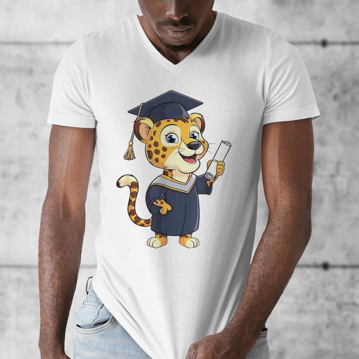 Cheetah Graduation Cute Kindergarten Elementary High School Men's V-Neck T-Shirt