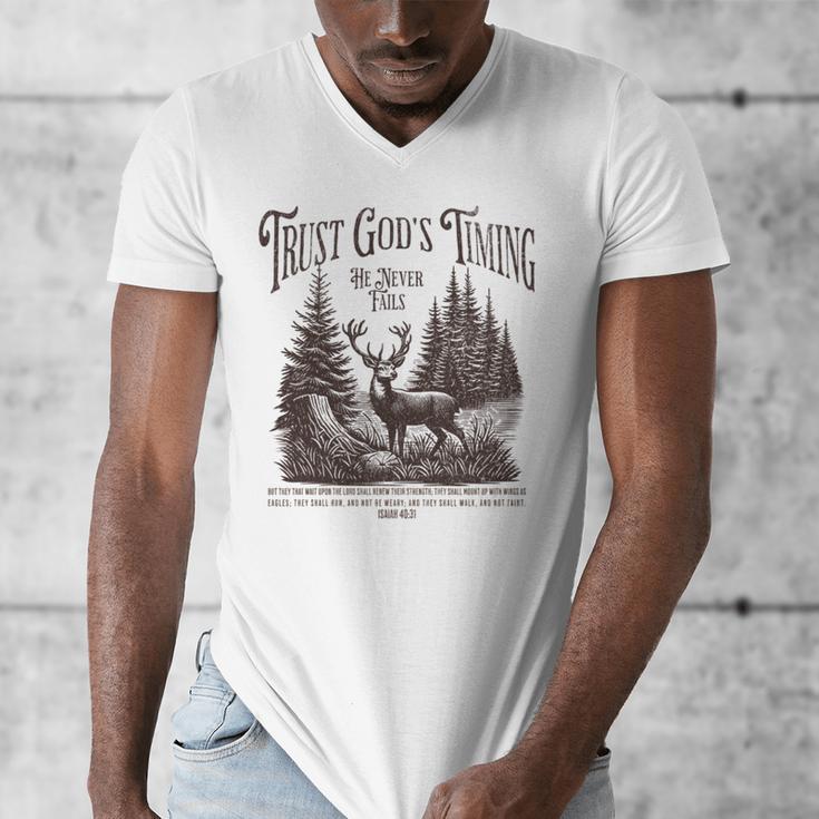 Christian Jesus Bible Verse Deer Elk Buck Hunting Dad Hunter Men's V-Neck T-Shirt