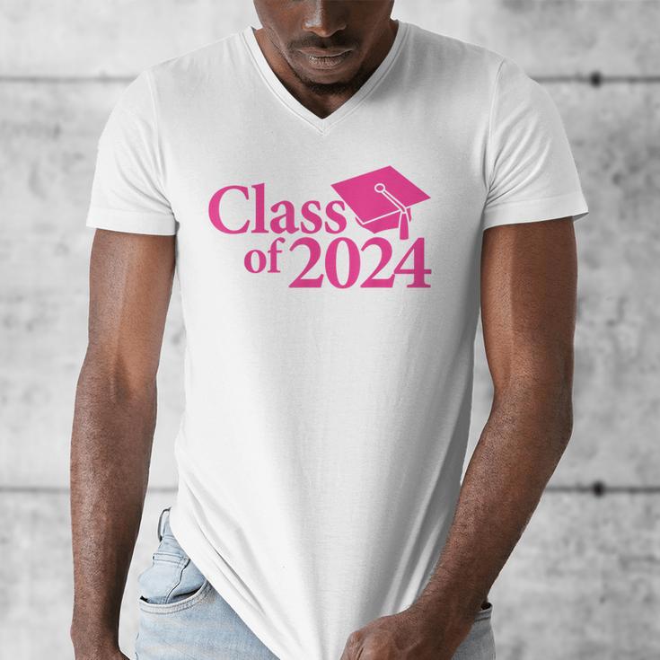 Class Of 2024 Pink For Girls And Women Graduation Men's V-Neck T-Shirt