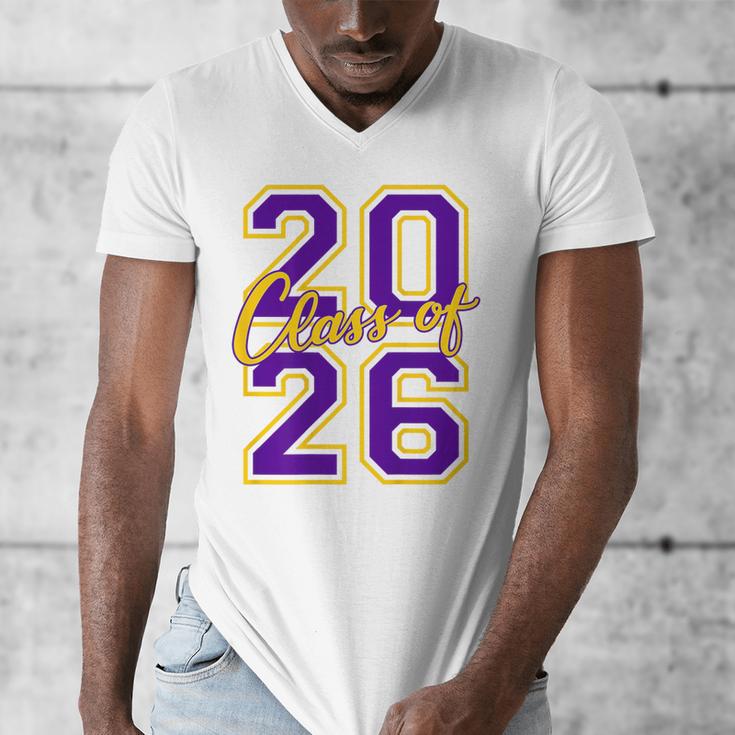 Class Of 2026 Graduation Varsity Purple Yellow On The Back Men's V-Neck T-Shirt