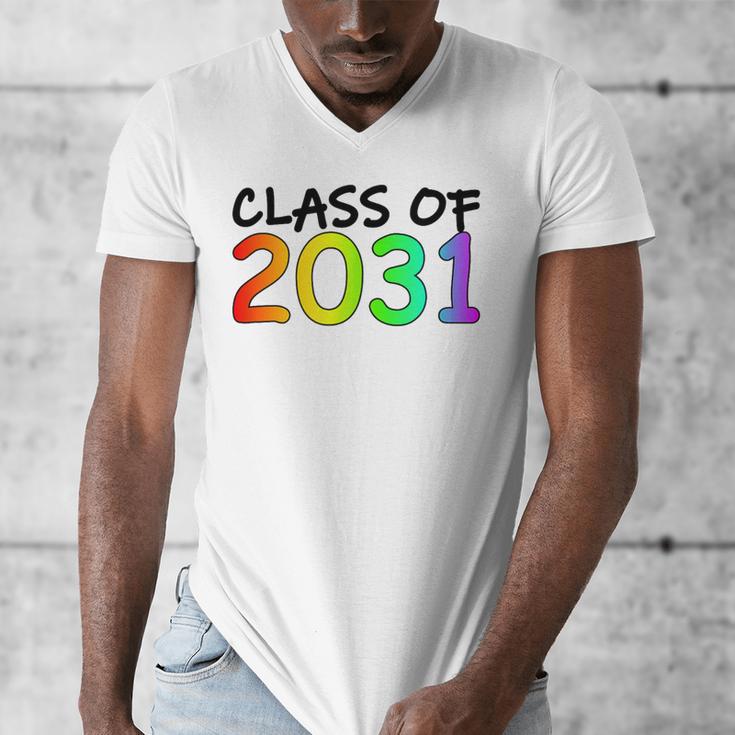 Class Of 2031 Pre-K -12th Grade Hand Prints Space Graduation Men's V-Neck T-Shirt