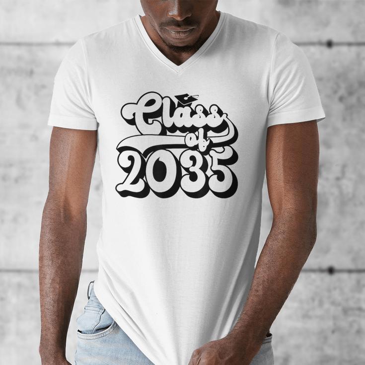 Class Of 2035 Senior Retro 2035 Grad Graduate Graduation Men's V-Neck T-Shirt