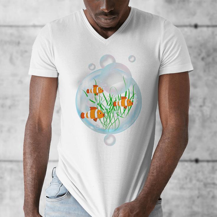Clownfish Anemonefish Bubbles Water Frutiger Aero Y2K Style Men's V-Neck T-Shirt Clownfish Anemonefish Bubbles Water Frutiger Aero Y2K Style Men's V-Neck T-Shirt