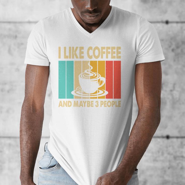 I Like Coffee And Maybe 3 People Introvert Anti-Social Men's V-Neck T-Shirt I Like Coffee And Maybe 3 People Introvert Anti-Social Men's V-Neck T-Shirt