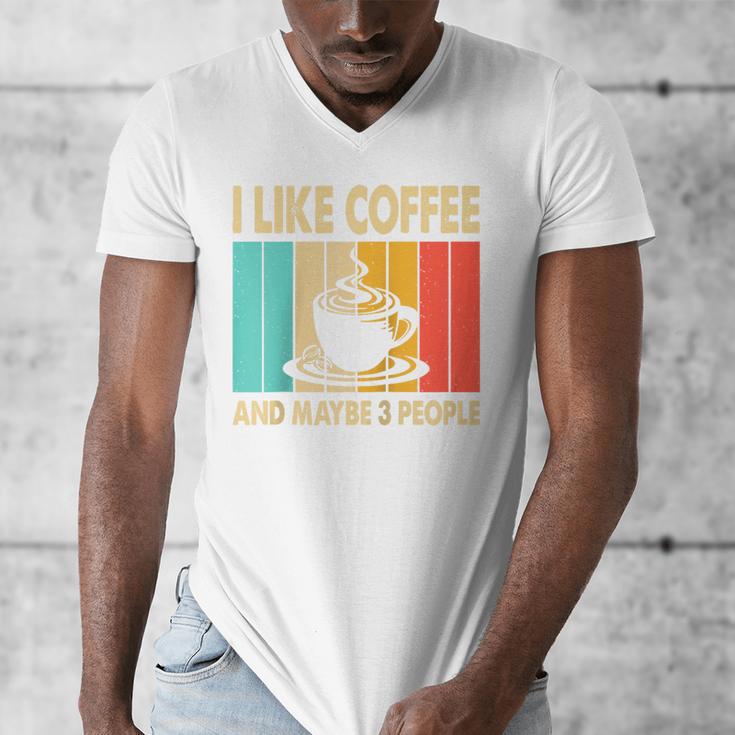 I Like Coffee And Maybe 3 People Introvert Anti-Social Raglan Baseball Tee Men's V-Neck T-Shirt I Like Coffee And Maybe 3 People Introvert Anti-Social Raglan Baseball Tee Men's V-Neck T-Shirt