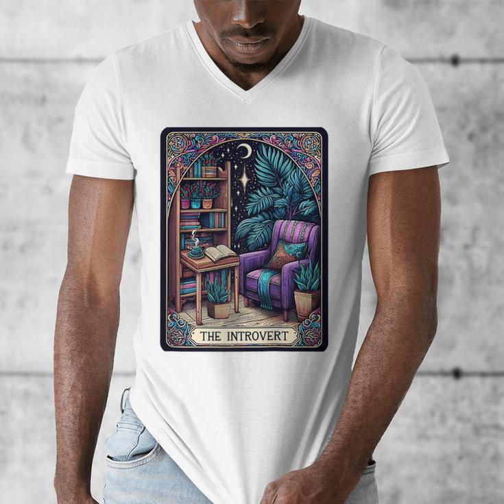 Color Graphic The Introvert Tarot Card Raglan Baseball Tee Men's V-Neck T-Shirt