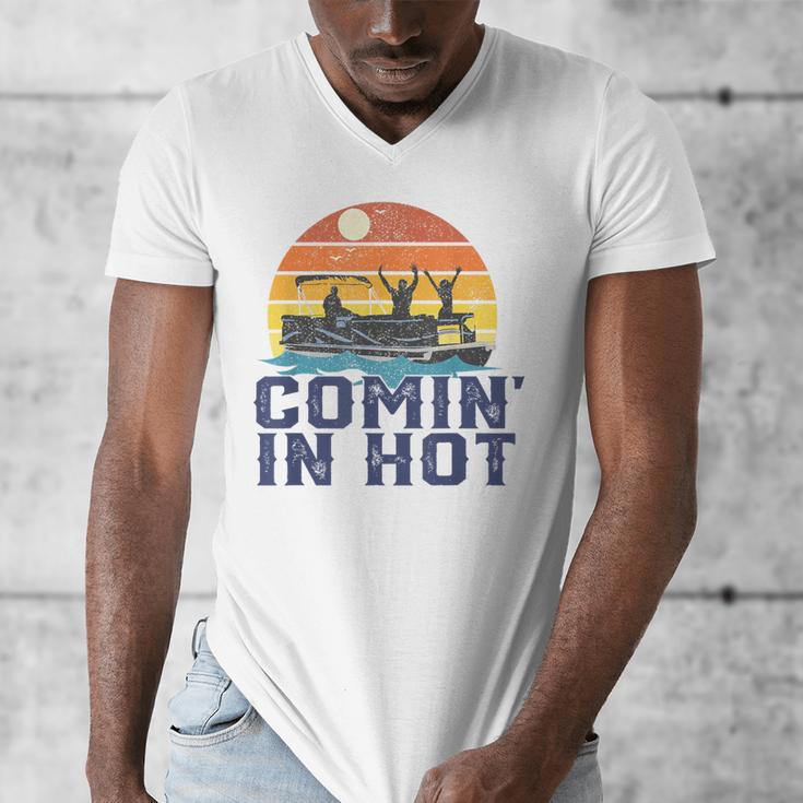 Comin In Hot Pontoon Boat Boating Lake For Dad Small Men's V-Neck T-Shirt