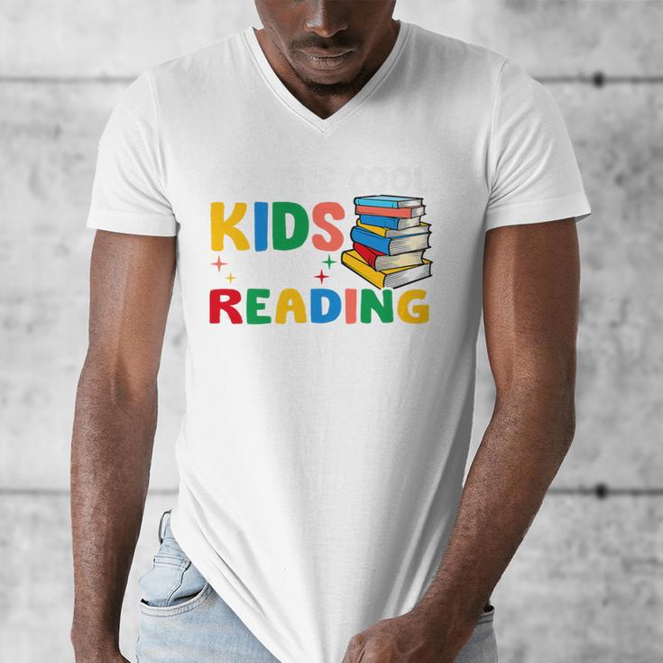 All The-Cool Kids Are Reading Teacher Book Lover Librarian Premium Men's V-Neck T-Shirt