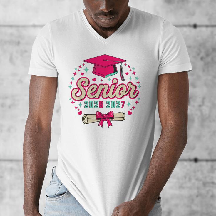 Coquette Pink Bow Senior 2026 2027 Graduation Men's V-Neck T-Shirt