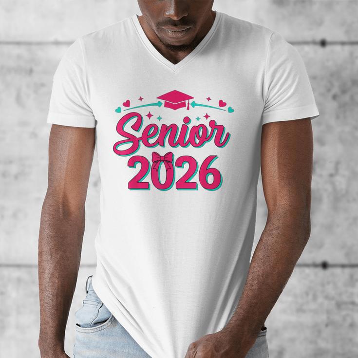 Coquette Pink Bow Senior 2026 Class Of Graduation Men's V-Neck T-Shirt