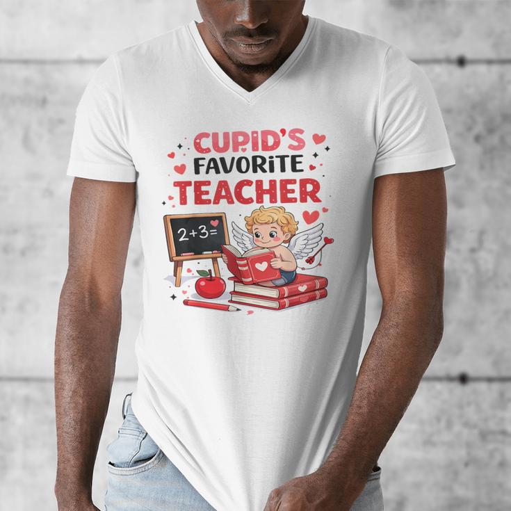 Cupid's Favorite Math Teacher Valentine Reading Book Women Men's V-Neck T-Shirt