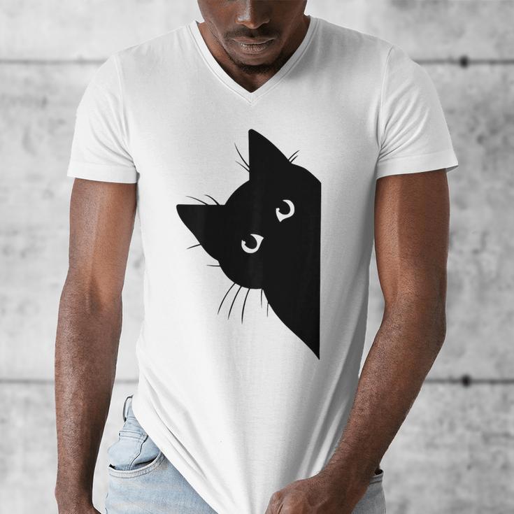 Curious Cat Peeking Sneaky Cat Cat Mom Cat Dad Men's V-Neck T-Shirt