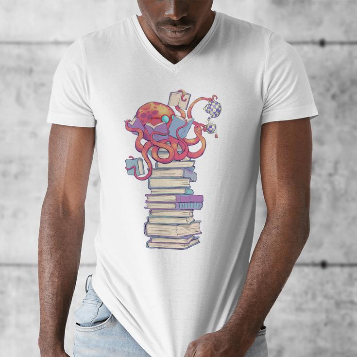 Cute Octopus Bookworm Fun Reading Tee For Book Lovers Men's V-Neck T-Shirt Cute Octopus Bookworm Fun Reading Tee For Book Lovers Men's V-Neck T-Shirt