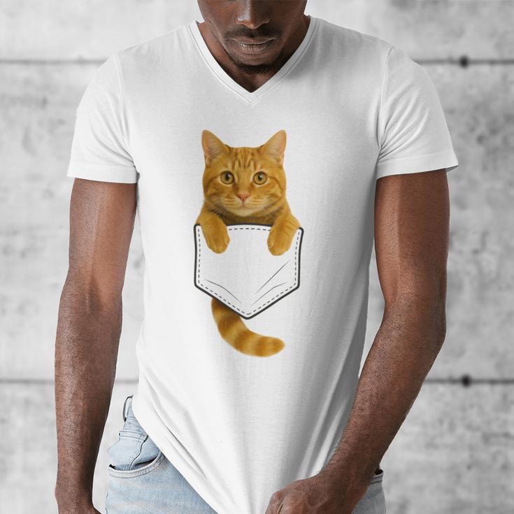 Cute Tabby Cat Pocket Cat Mom Cat Dad Cat Lover Men's V-Neck T-Shirt