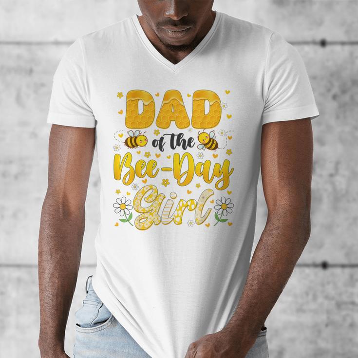 Dad Of The Bee Day Girl Flower Birthday Family Matching Men's V-Neck T-Shirt