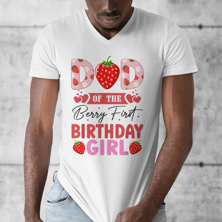 Dad Of The Berry First Birthday Girl Sweet Strawberry Men's V-Neck T-Shirt Dad Of The Berry First Birthday Girl Sweet Strawberry Men's V-Neck T-Shirt