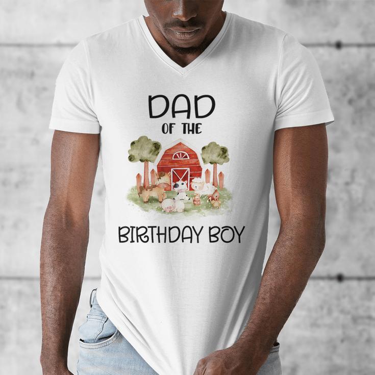 Dad Of The Birthday For Boy Barnyard Farm Animals Party Men's V-Neck T-Shirt