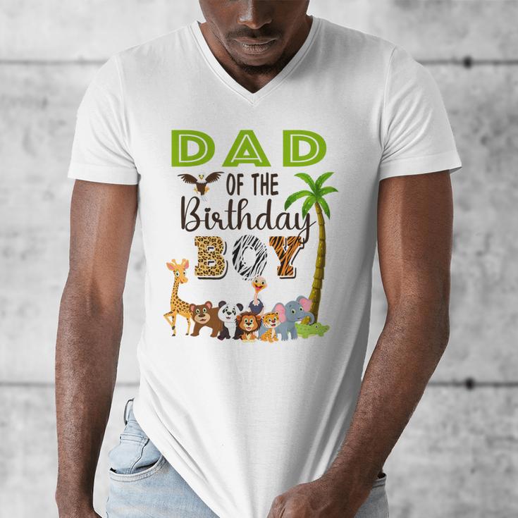 Dad Of The Birthday Boy Wild Zoo Theme Safari Party Men's V-Neck T-Shirt