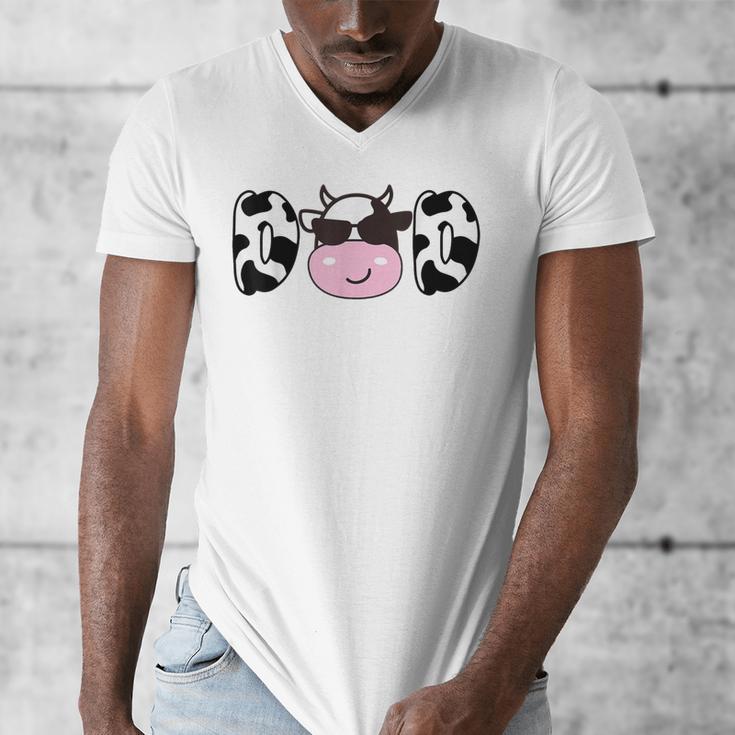 Dad Of The Birthday Girl Cow Daddy Papa Bday Matching Men's V-Neck T-Shirt