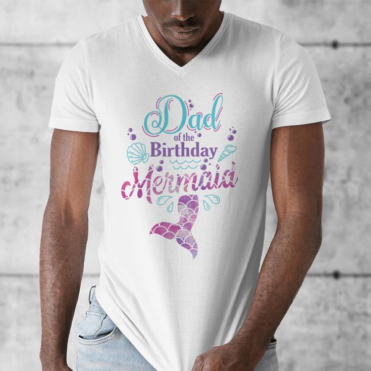Dad Of The Birthday Mermaid Birthday Party Mermaid Dad Men's V-Neck T-Shirt