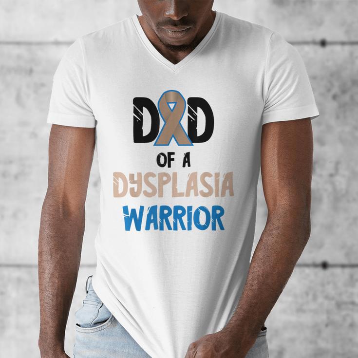 Dad Of A Hip Dysplasia Warrior Beige Blue Hip Dysplasia Men's V-Neck T-Shirt