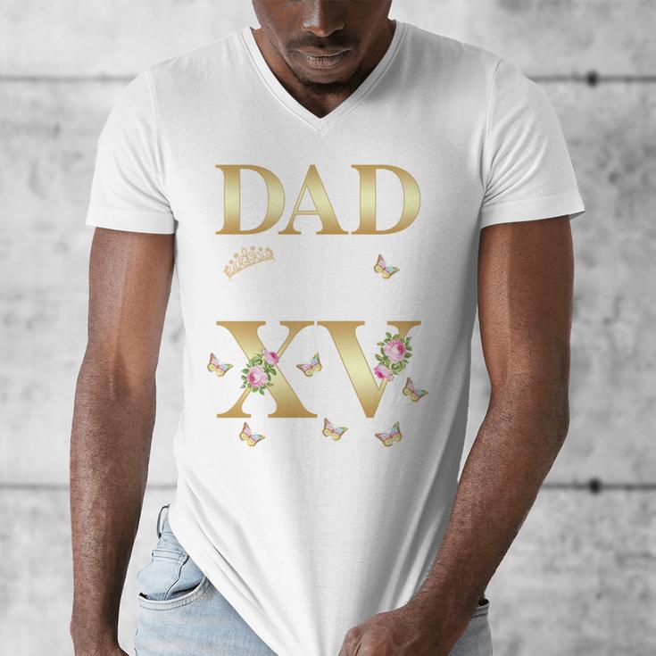 Dad Of The Miss Quince XV Birthday Mexican Quinceanera Men's V-Neck T-Shirt