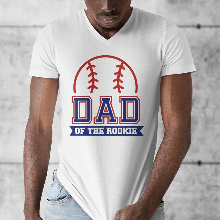 Dad Of Rookie 1st Birthday Baseball Theme Matching Party Men's V-Neck T-Shirt