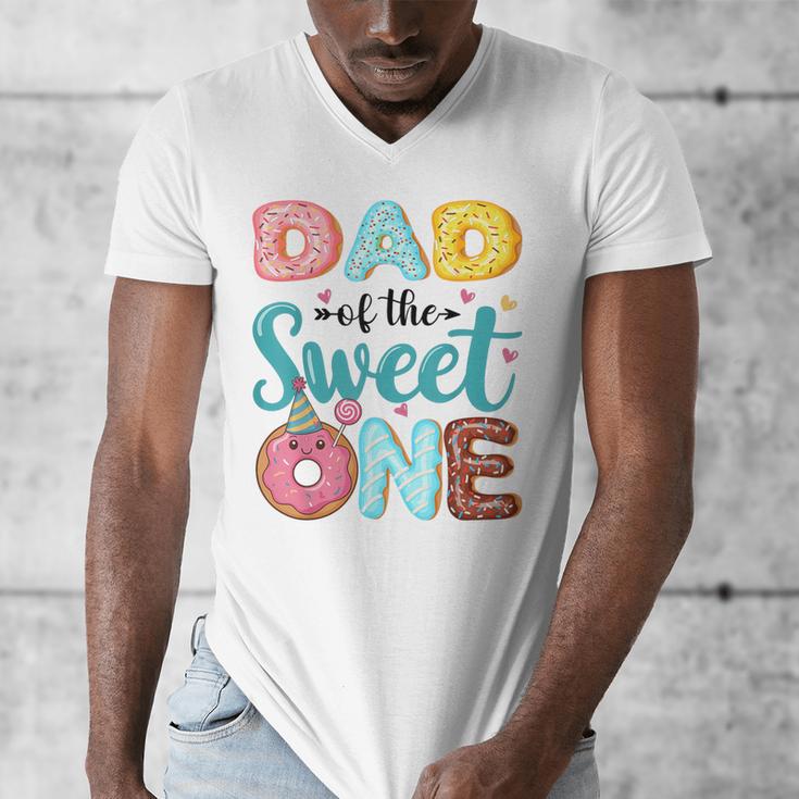 Dad Of The Sweet One 1st Birthday Girl Donut Party Men's V-Neck T-Shirt