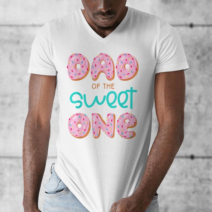 Dad Sweet One 1st First Birthday Matching Family Donut Men's V-Neck T-Shirt