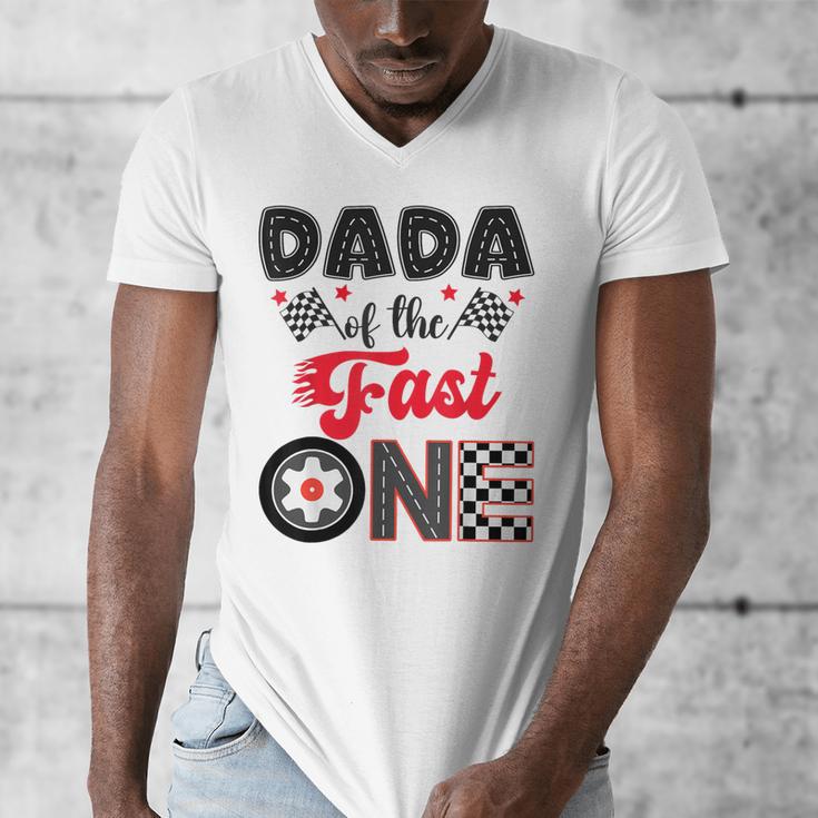 Dada Of The Fast One Car Racing Dad 1St Birthday Boy Men's V-Neck T-Shirt