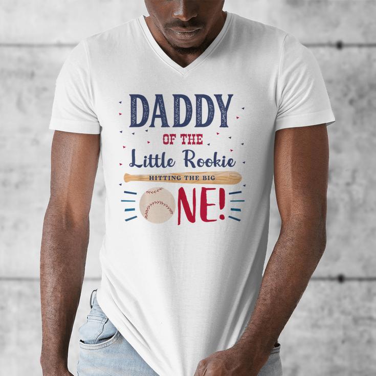 Daddy Dad First Birthday Little Rookie Baseball The Big One Men's V-Neck T-Shirt Daddy Dad First Birthday Little Rookie Baseball The Big One Men's V-Neck T-Shirt