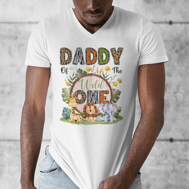 Daddy Of The Wild One 1St Birthday Boy Safari Jungle Men's V-Neck T-Shirt