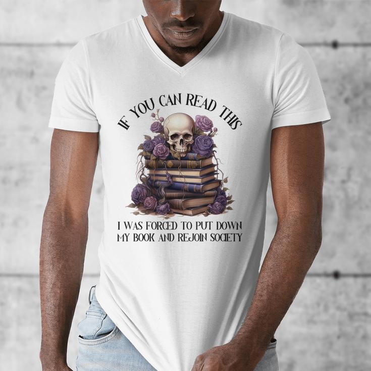 Dark Romance Merch I Put Down My Book Lover Spicy Skeleton Men's V-Neck T-Shirt Dark Romance Merch I Put Down My Book Lover Spicy Skeleton Men's V-Neck T-Shirt