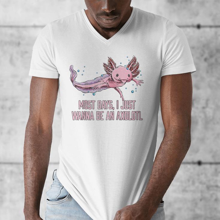 Most Days I Just Wanna Be An Axolotl Salamander Introvert Raglan Baseball Tee Men's V-Neck T-Shirt