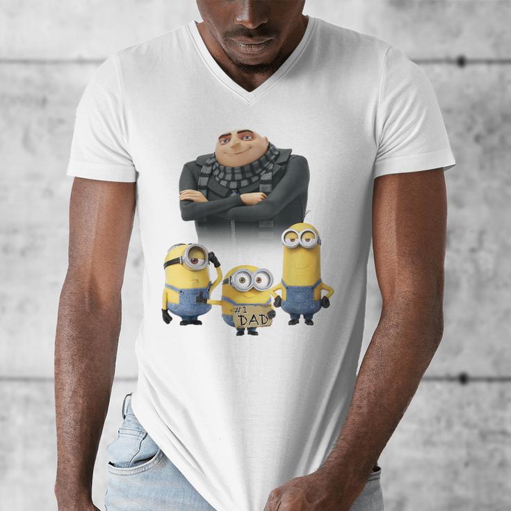 Despicable Me Minions Father's Day 1 Dad Cardboard Sign Men's V-Neck T-Shirt