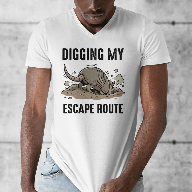 Digging My Escape Route Armadillo Introvert Humor Men's V-Neck T-Shirt