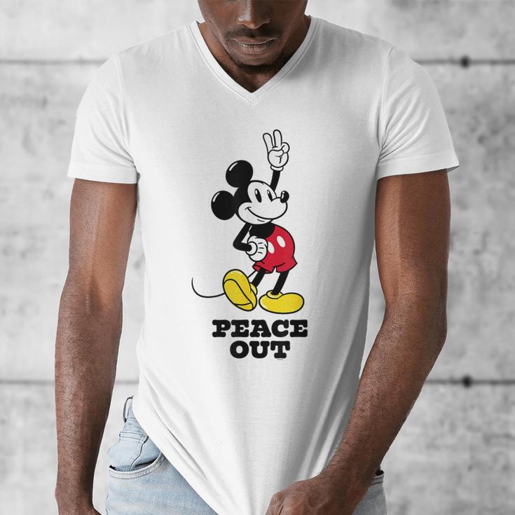Disney Mickey Mouse Peace Out Totally Retro Graduation Men's V-Neck T-Shirt