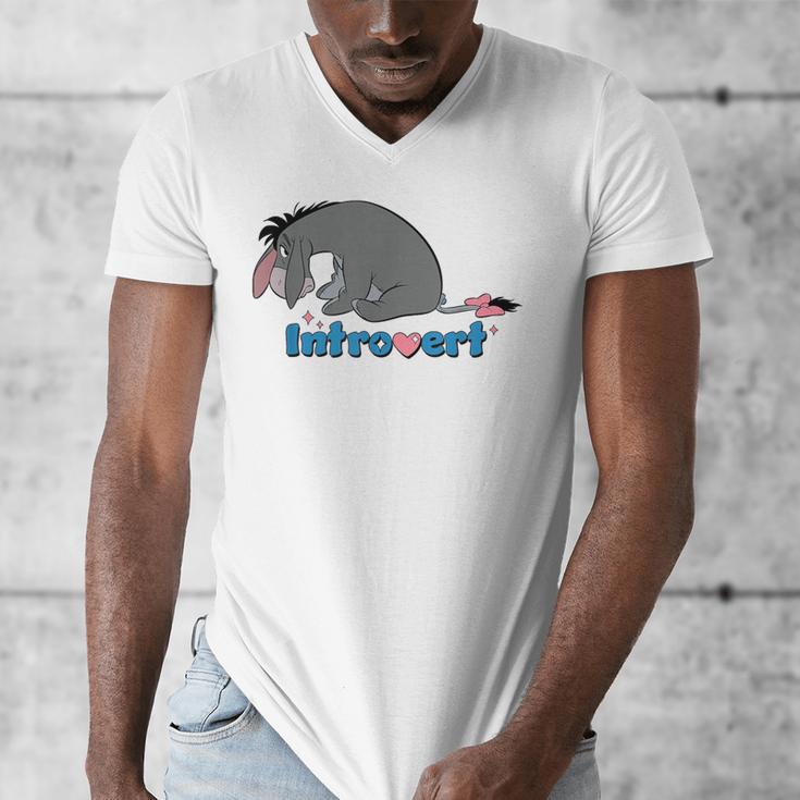 Disney Winnie The Pooh Introvert Eeyore Logo Men's V-Neck T-Shirt Disney Winnie The Pooh Introvert Eeyore Logo Men's V-Neck T-Shirt