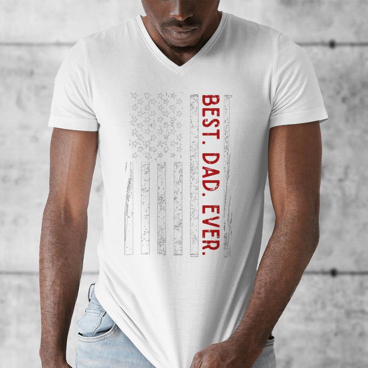 Distressed US American Flag Father Shirt Best Dad Ever Men's V-Neck T-Shirt