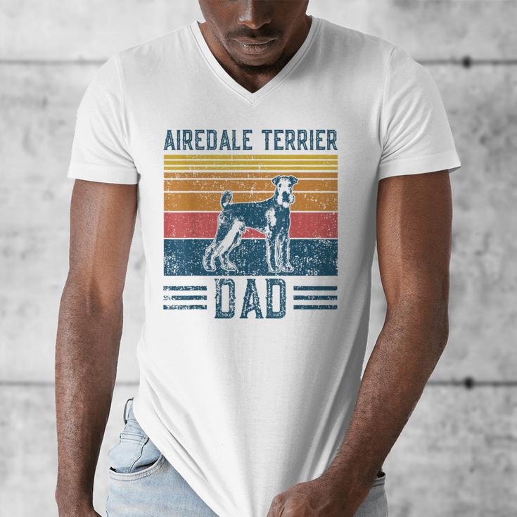 Dog Airedale Terrier Dad Vintage Airedale Terrier Dad Men's V-Neck T-Shirt