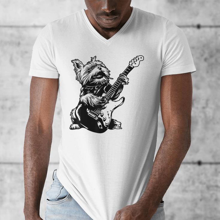 Dog Guitarist Guitar Yorkie Dad Mom For Men Women Men's V-Neck T-Shirt