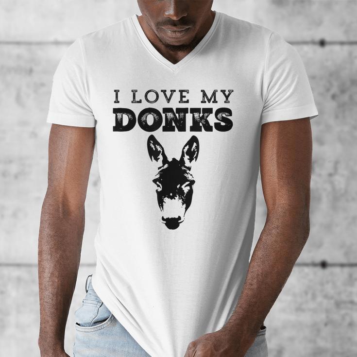 Donkey Mom Or Dad I Love My Donks Farmer Men's V-Neck T-Shirt Donkey Mom Or Dad I Love My Donks Farmer Men's V-Neck T-Shirt