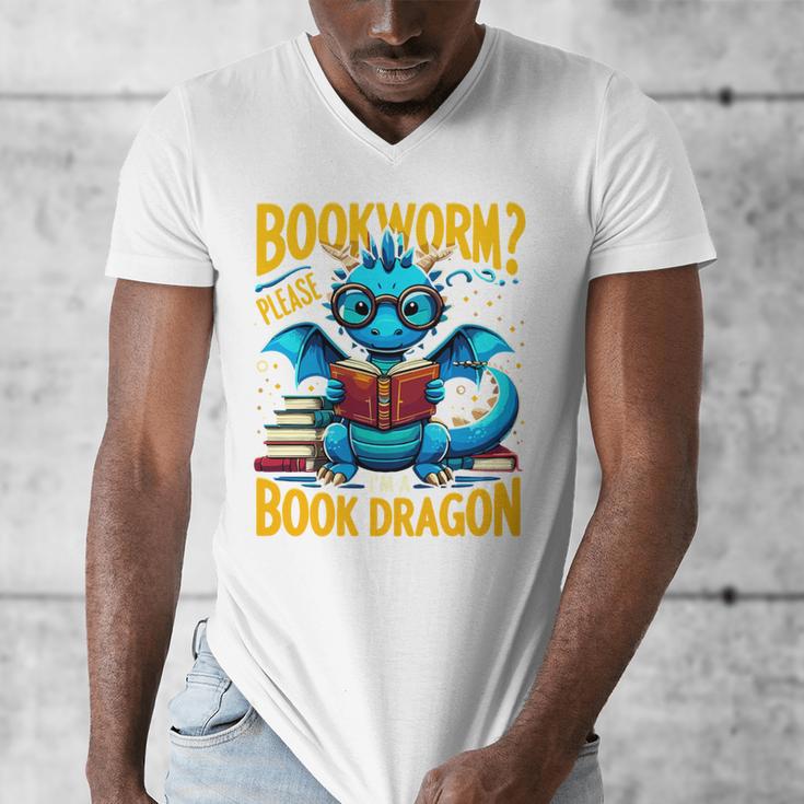 Dragon Bookworm Please I'm A Book Dragon Men's V-Neck T-Shirt Dragon Bookworm Please I'm A Book Dragon Men's V-Neck T-Shirt