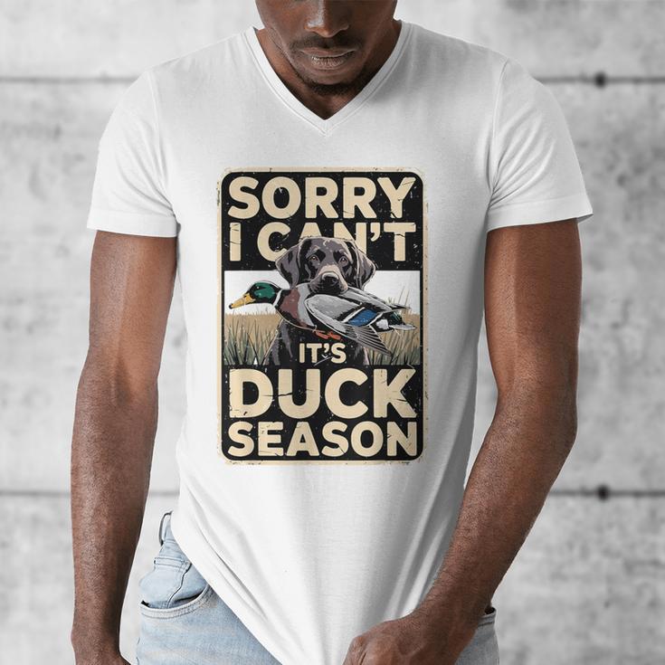 Duck Hunting Dog Sorry I Cant Its Duck Season Dad Joke Men's V-Neck T-Shirt