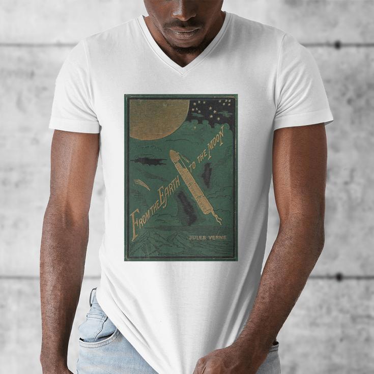 From The Earth To The Moon Book Cover 1874 Premium Men's V-Neck T-Shirt From The Earth To The Moon Book Cover 1874 Premium Men's V-Neck T-Shirt
