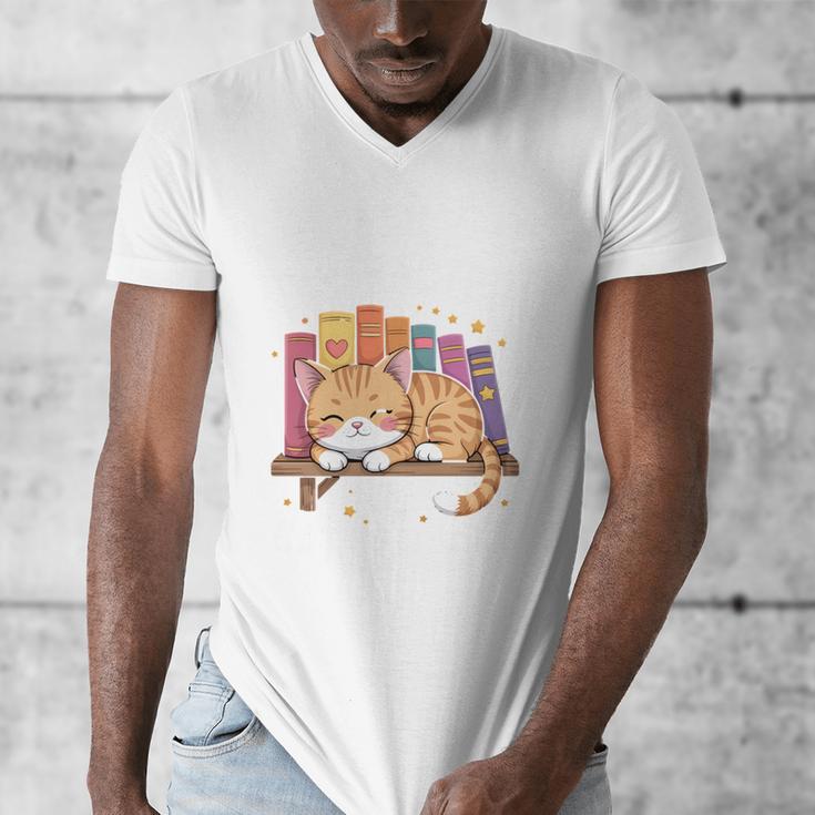 Easily Distracted By Cats And Books Cute Cat Sleeping Girls Men's V-Neck T-Shirt