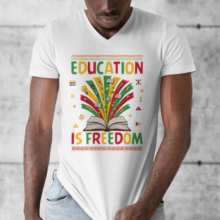 Education Is Freedom Books Lover History Month Men's V-Neck T-Shirt