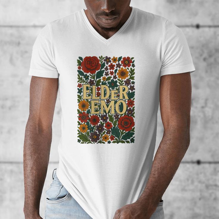 Elder Emo Floral Gothic Vintage Nostalgia Men's V-Neck T-Shirt